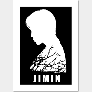 BTS Chim chim side silhouette (white and branches) | BTS Army kpop Posters and Art